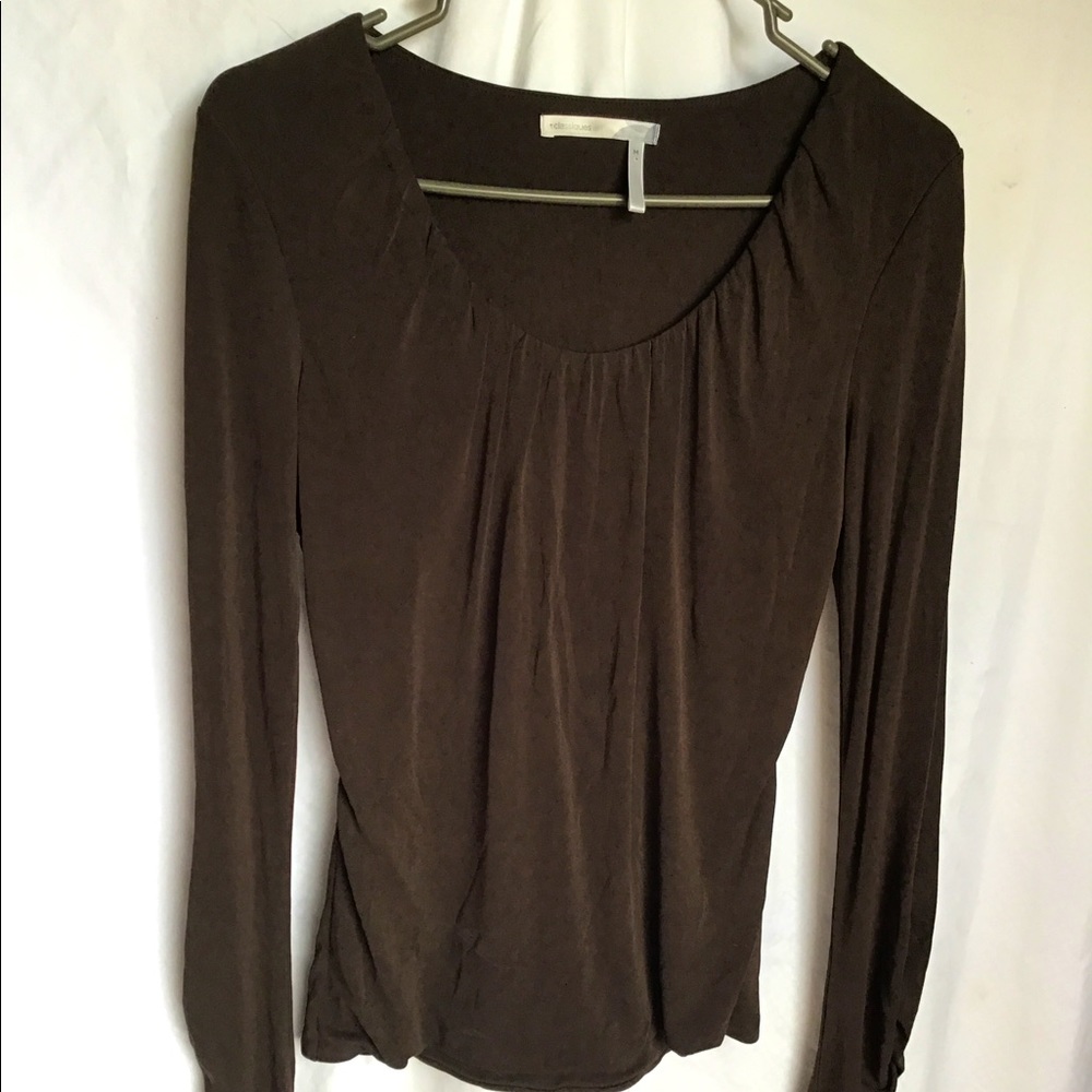 Brown Long Sleeve Blouse - Size Med